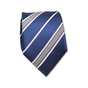 Blauw wit grijze streep stropdas – Jonghart gestreepte stropdas in blauw en grijs en wit