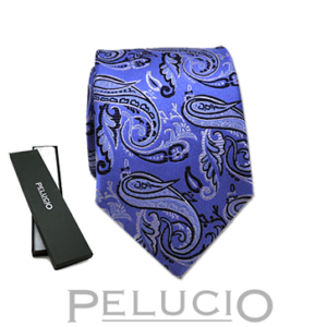 Blauwe paisley stropdas van Pelucio – Pelucio paisley stropdas in blauw — P400.002