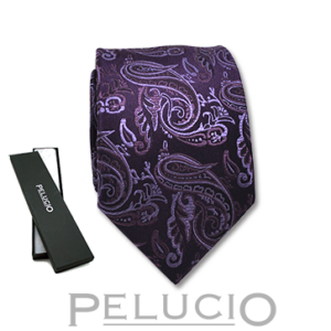 Paarse paisley stropdas – Pelucio paarse stropdas met paisley