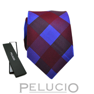 Paars blauwe ruit stropdas – Pelucio geruite stropdas in blauw en paars