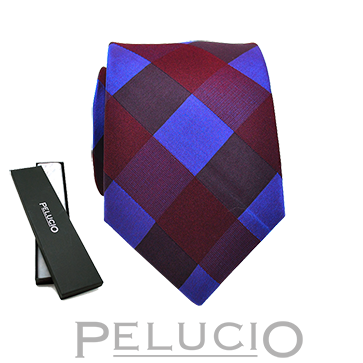 Pelucio blauwe stropdas met ruit Paars blauwe ruit stropdas – Pelucio geruite stropdas in blauw en paars