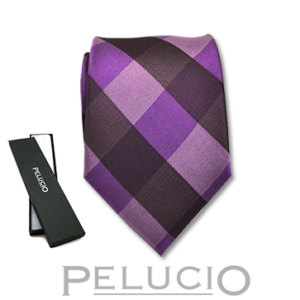 Paarse ruit stropdas van Pelucio – Pelucio geruite stropdas in paars — P400.020