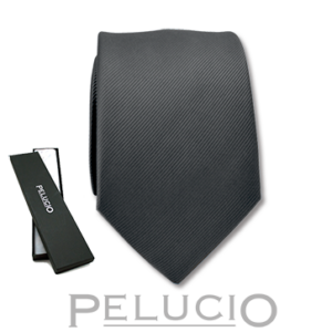 Mooie grafiet kleurige stropdas – Pelucio effen stropdas in grijs — P400.034