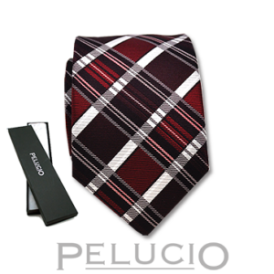 Rood witte ruit stropdas – Pelucio geruite stropdas in rood en wit — P400.104