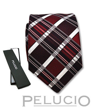 Pelucio rode stropdas met ruit Rood witte ruit stropdas – Pelucio geruite stropdas in rood en wit — P400.104