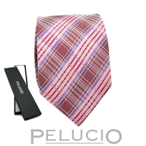 Lilac and purple checked tie – Pelucio checked tie in lilac — P400123