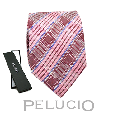 Pelucio lila stropdas met ruit Lilac and purple checked tie – Pelucio checked tie in lilac — P400123