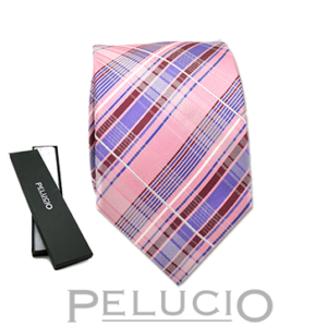 Roze paarse ruit stropdas – Pelucio geruite stropdas in paars en roze