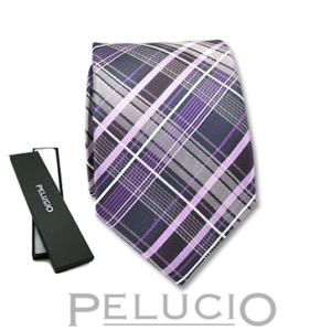 Lilac checked tie by Pelucio – Pelucio checked tie in lilac — P400.107