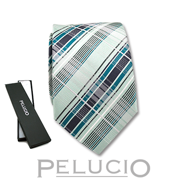 Pelucio mintgroene stropdas met ruit Corbata de cuadros verde menta – Corbata verde menta de cuadros de Pelucio