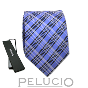 Corbata de cuadros azul marino – Corbata azul marino de cuadros de Pelucio
