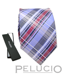 Rood blauwe ruit stropdas – Pelucio geruite stropdas in blauw en rood — P400.122