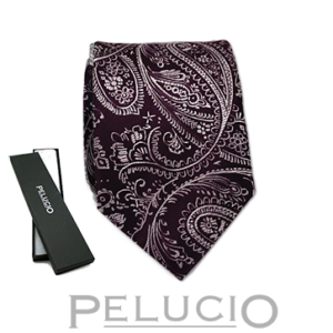 Bordeaux paisley stropdas – Pelucio bordeauxrode stropdas met paisley