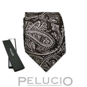 Lichtbruine paisley stropdas – Pelucio paisley stropdas in bruin — P400.403