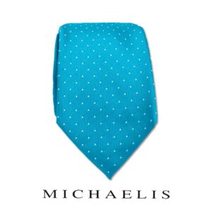Aqua stippen stropdas – Michaelis aquablauwe stropdas met stippen