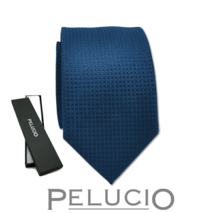 Blauwe effen stropdas van Pelucio – Pelucio blauwe effen stropdas