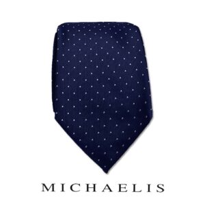 Donker blauwe stippen stropdas – Michaelis blauwe stropdas met stippen