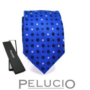 Blauwe stippen stropdas van Pelucio – Pelucio blauwe stropdas met stippen