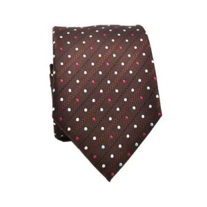Bruin witte stippen stropdas – Jonghart bruine stropdas met stippen