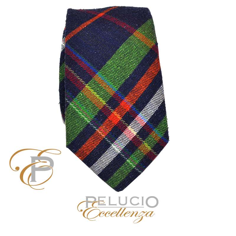 Pelucio groene stropdas met ruit Corbata de cuadros de lana lisa verde – Corbata verde de cuadros de Pelucio