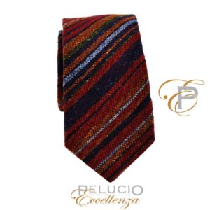 Corbata de lana lisa roja – Corbata de rayas en naranja y rojo