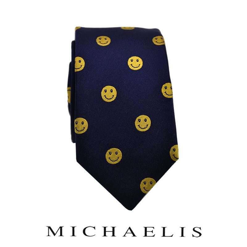 Michaelis gele stropdas met dessin Emoji stropdas van Michaelis – Michaelis gele stropdas met dessin