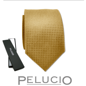 Goedkleurige effen stropdas – Pelucio gele effen stropdas