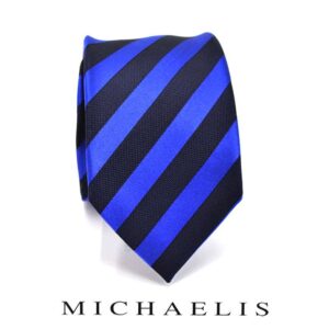 Smalle blauwe streep stropdas – Michaelis gestreepte stropdas in blauw — PNMAD0015B