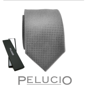 Grijze effen Pelucio stropdas – Pelucio effen stropdas in grijs — P400.201