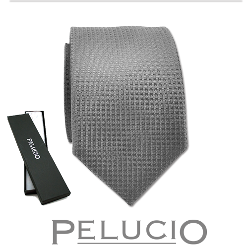 Pelucio grijze effen stropdas (weergave 2) Corbata lisa gris – Corbata lisa en gris de Pelucio — P400.201