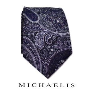 Donkerblauwe paisley stropdas – Michaelis donkerblauwe stropdas met paisley