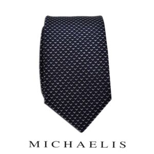 Navy spikkel fantasie stropdas – Michaelis stropdas met stippen in marineblauw — PMMA3G105B