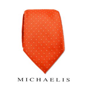 Oranje stippen stropdas – Michaelis oranje stropdas met stippen