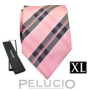 Paars roze ruit stropdas – Pelucio extra lange paarse stropdas met ruit