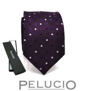 Paarse stippen stropdas – Pelucio paarse stropdas met stippen
