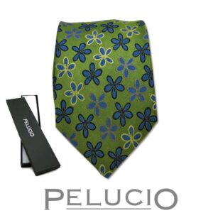 Groen bloemen stropdas – Pelucio groene stropdas met bloemenprint