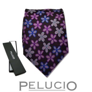Lila bloemen stropdas van Pelucio – Pelucio lila stropdas met bloemenprint
