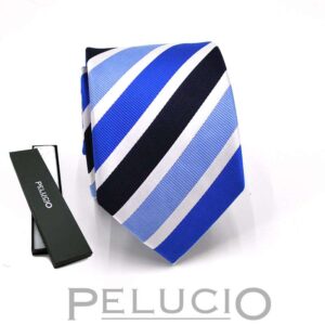 Corbata de rayas azul y blanca de Pelucio – Corbata de rayas en azul y blanco de Pelucio