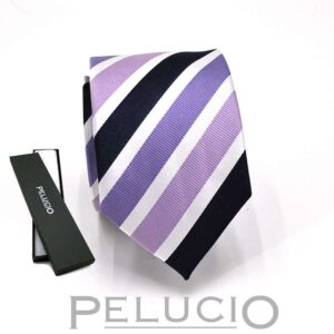 Corbata de rayas morada y blanca de Pelucio – Corbata de rayas en morado y blanco de Pelucio