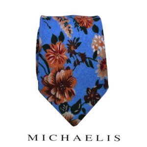 Bloemen fantasie stropdas – Michaelis stropdas met bloemenprint in blauw — PMNA3D058C