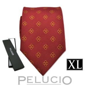 Rode bloemen stropdas – Pelucio extra lange rode stropdas met bloemenprint
