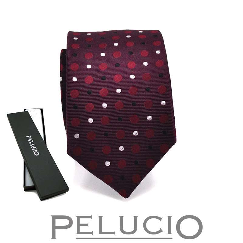 Pelucio rode stropdas met stippen Donker rode stippen stropdas – Pelucio rode stropdas met stippen