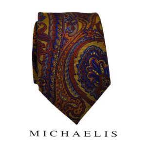 Roest kleurige paisley stropdas – Michaelis bruine stropdas met paisley