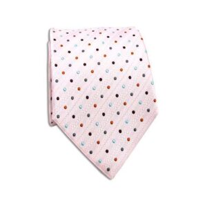 Roze witte stippen stropdas – Jonghart roze stropdas met stippen