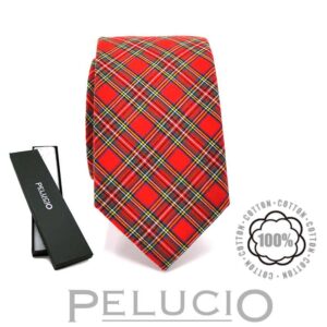 Schotse ruit stropdas – Pelucio geruite stropdas in rood — P400.605