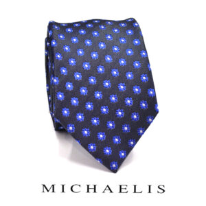 Blauwe bloemen stropdas met contrast – Michaelis stropdas met bloemenprint in blauw — PMKA2D022A