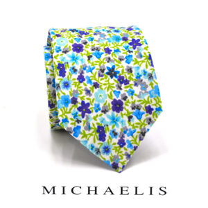 Lila bloemen stropdas – Michaelis witte stropdas met lila bloemenprint