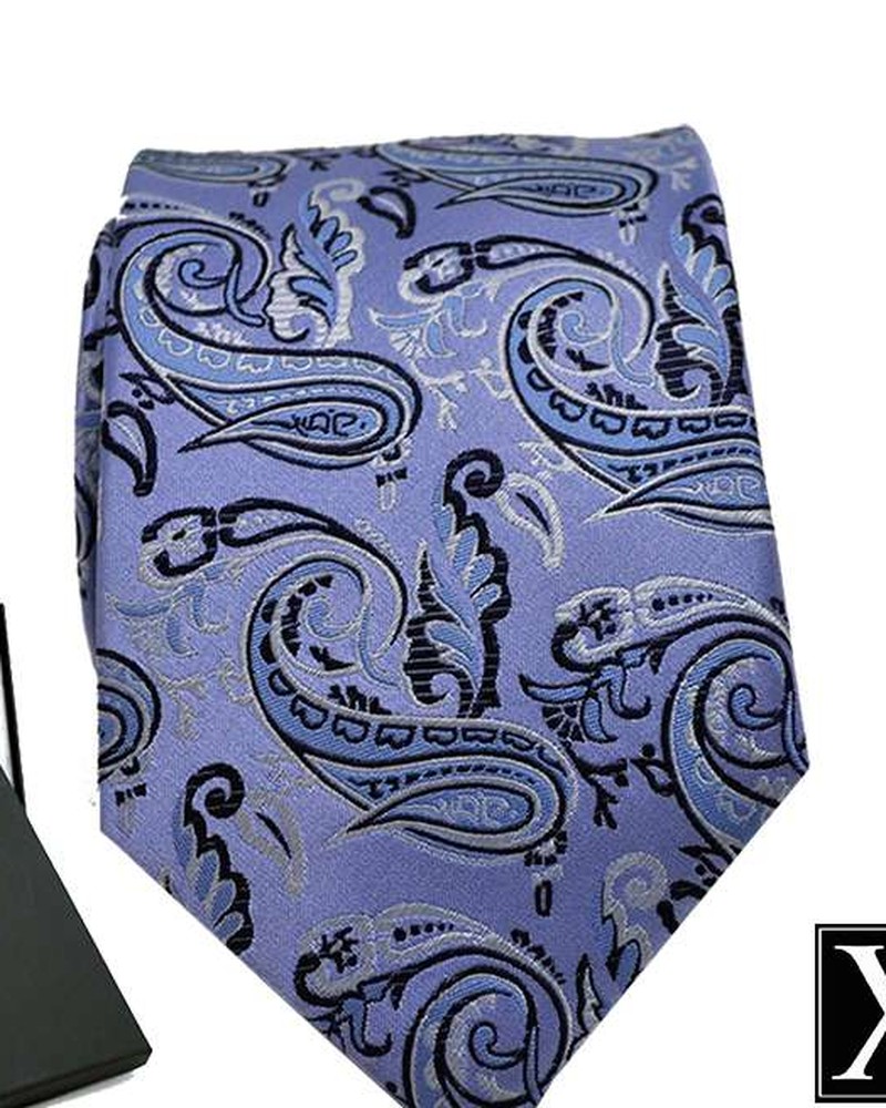 Navy paisley stropdas van Pelucio in XL uitvoering