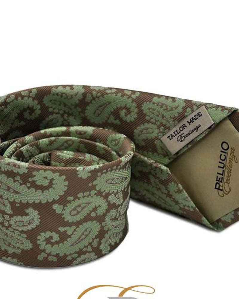 Groene paisley stropdas Pelucio Eccellenza