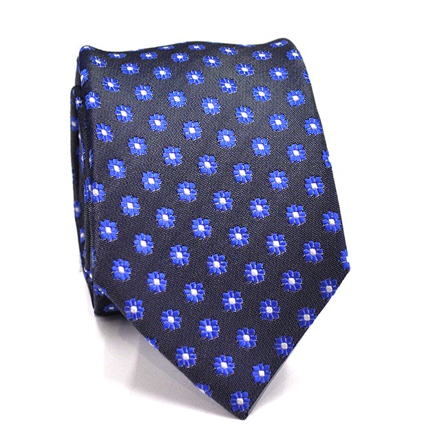 Blauwe bloemen stropdas met contrast